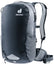 Deuter Race 12 bike backpack in Black, front three-quarter view with reflective patch
