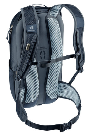 Deuter Race 12 rear three-quarter view of the mesh shoulder straps and sternum strap