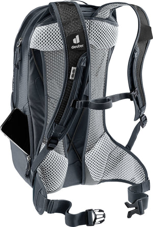 Deuter Race Air 10 harness view with a phone in the side pocket