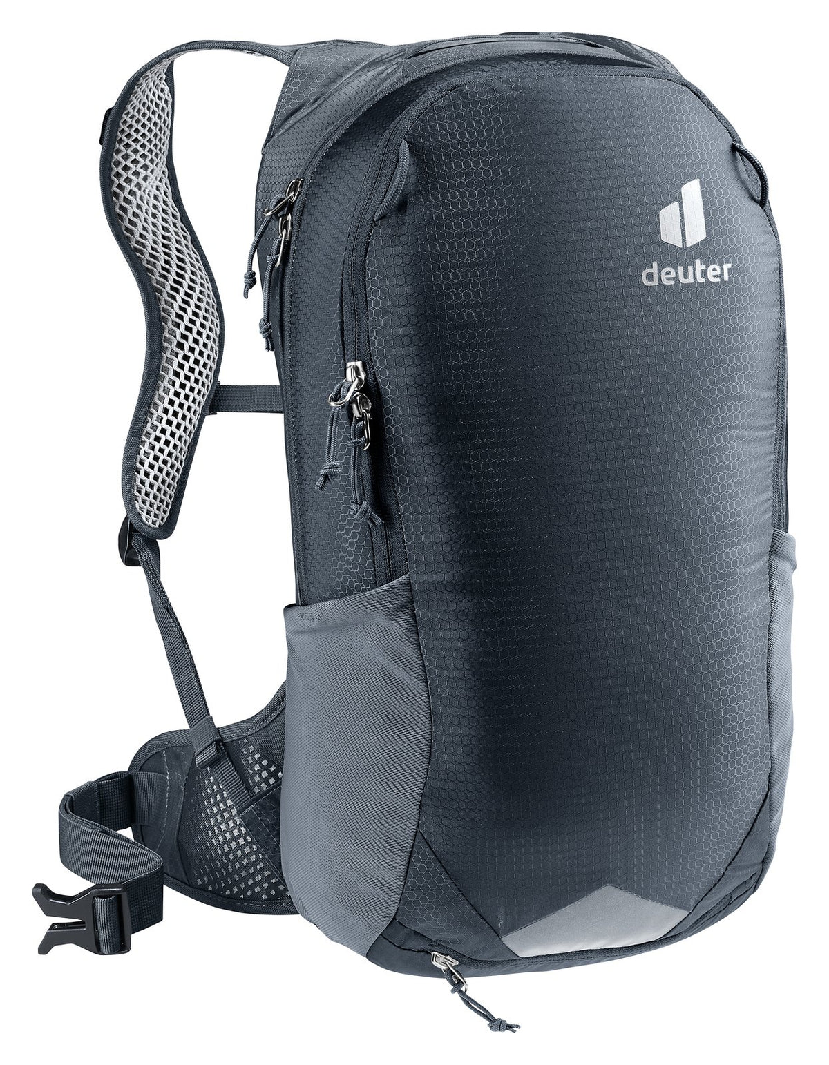 Deuter Race Air 10 in Black, front three-quarter view from the other side