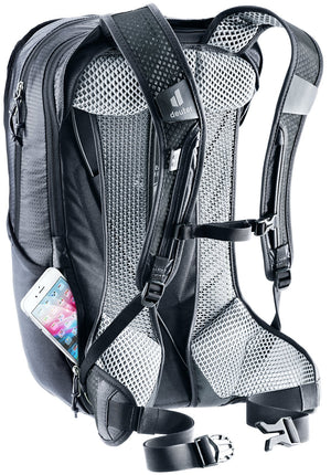 Deuter Race Air 14+3 with a phone in the side phone pocket
