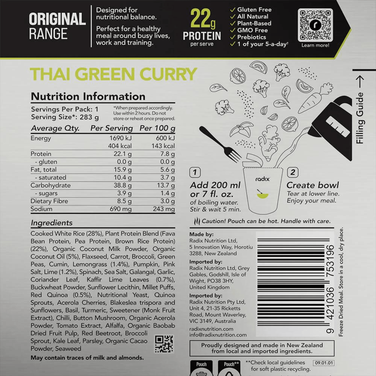 Radix Dehydrated Meals Original Meals