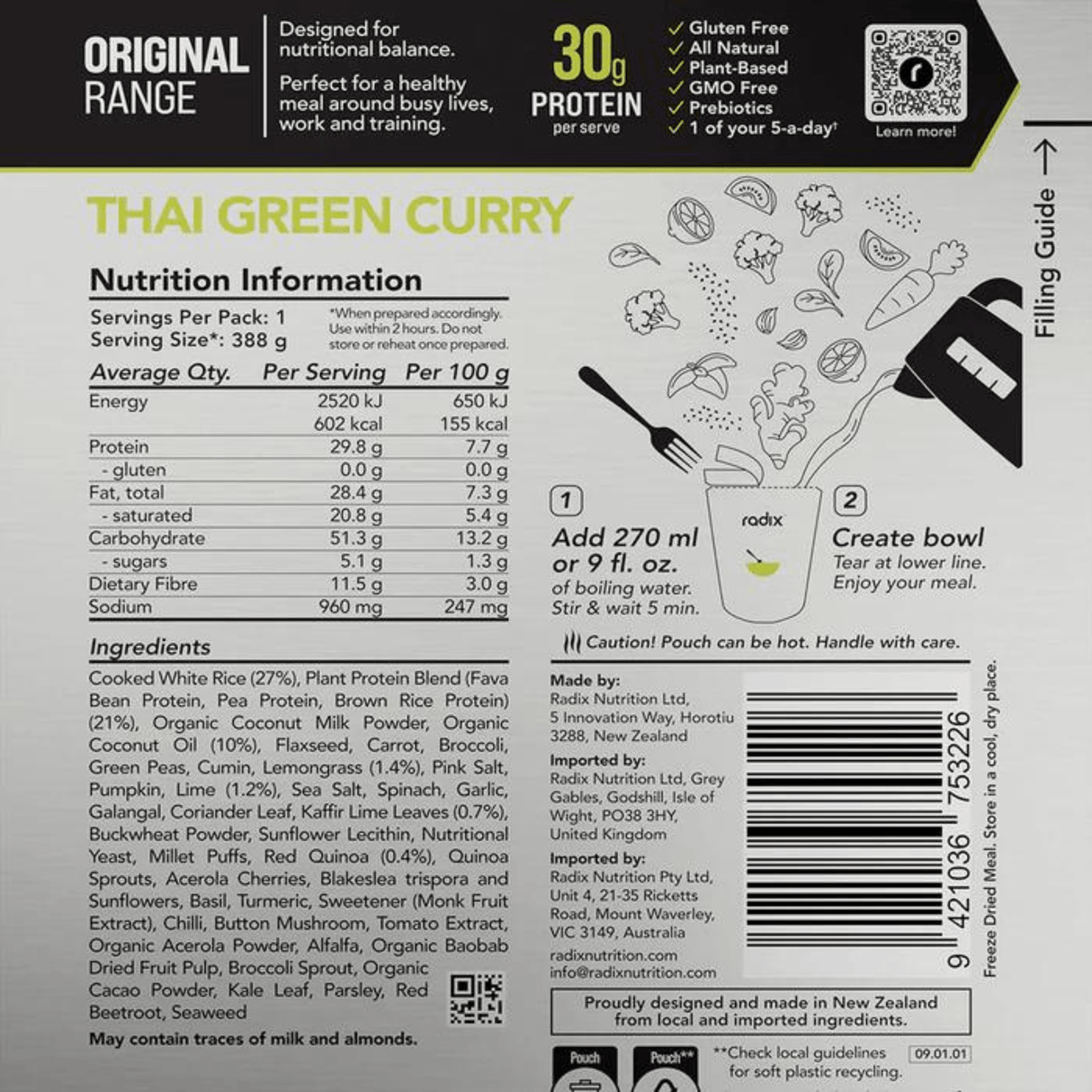 Radix Dehydrated Meals Original Meals