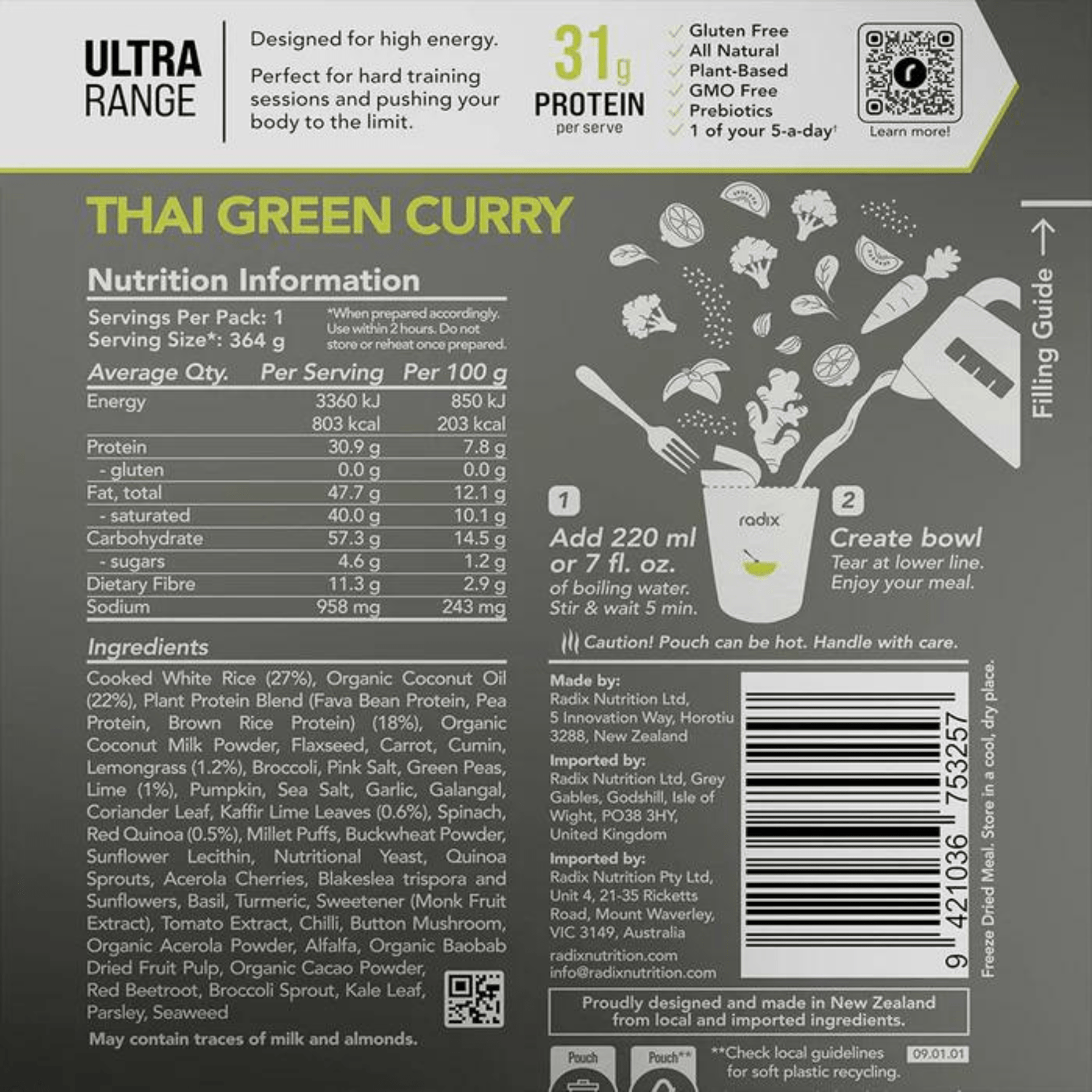 Radix Dehydrated Meals Ultra Meals