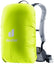 Deuter Raincover Mini in Neon high-visibility yellow fitted over a small day pack