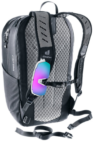 Deuter Speed Lite 17 rear view with sunglasses tucked into the shoulder strap
