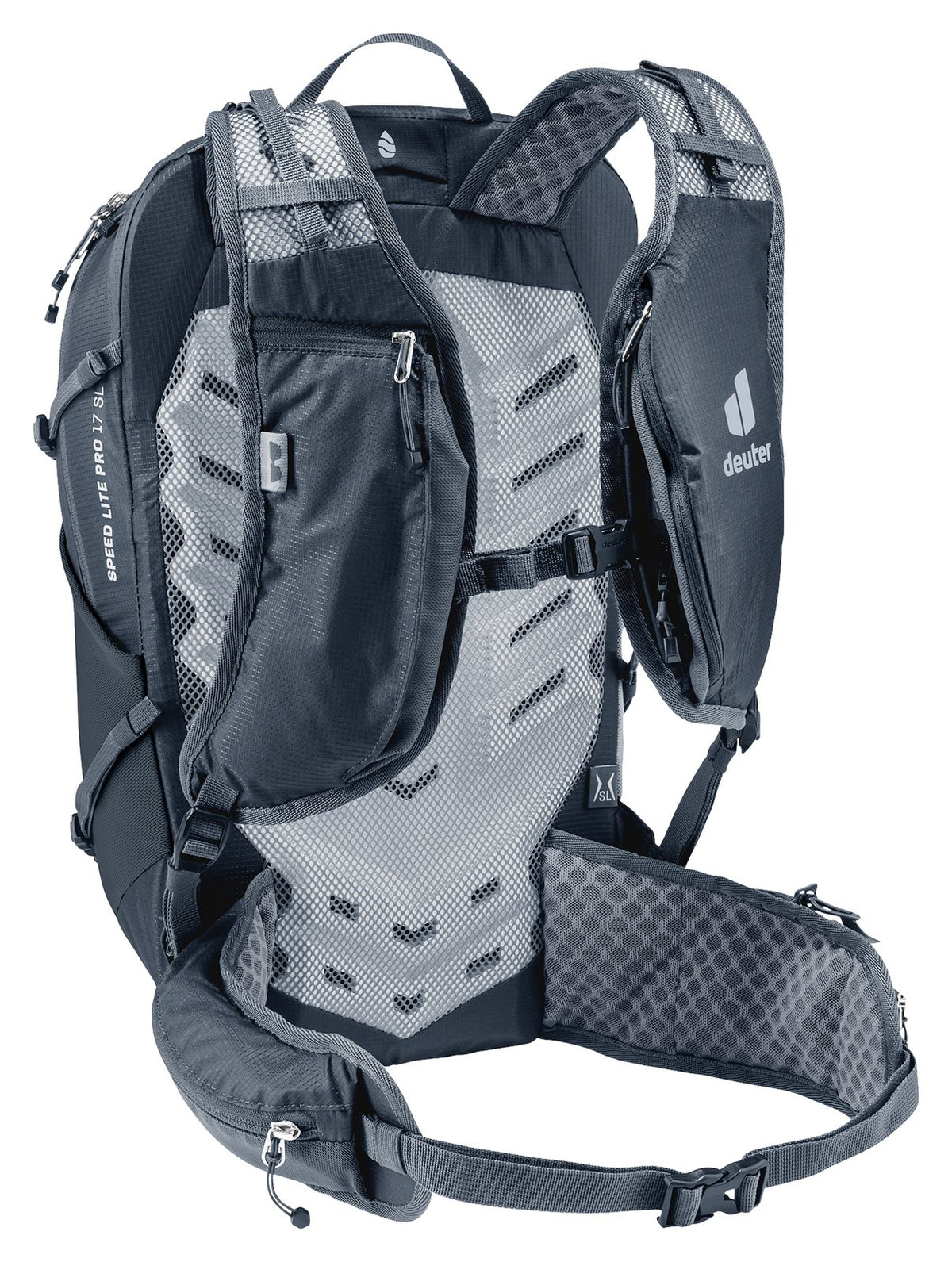 Deuter Speed Lite Pro 17 SL rear three-quarter view of the shoulder strap pockets