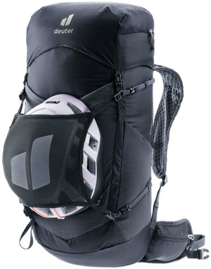 Deuter Speed Lite Pro 28 SL with a helmet in a mesh holder, sold separately