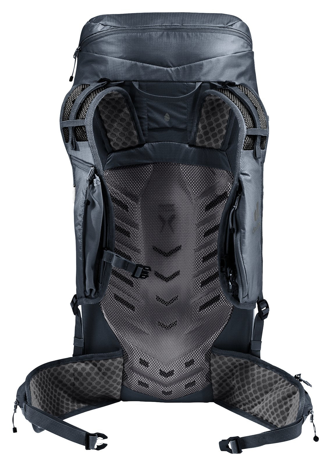 Back of the Deuter Speed Lite Pro 30 showing the LiteAir back panel and hip fins