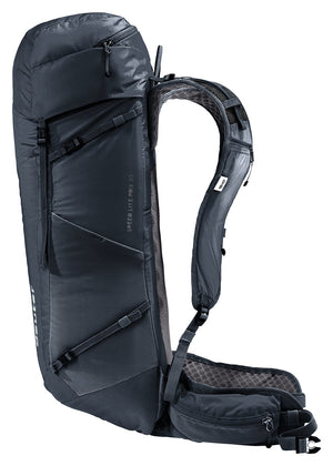 Deuter Speed Lite Pro 30 side view showing the slim profile and hip fin