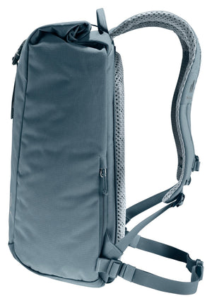 Deuter Stepout 22 side view showing the side zip into the laptop compartment