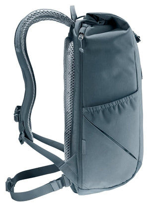 Deuter Stepout 22 side profile showing the stretch side pocket and rolled top
