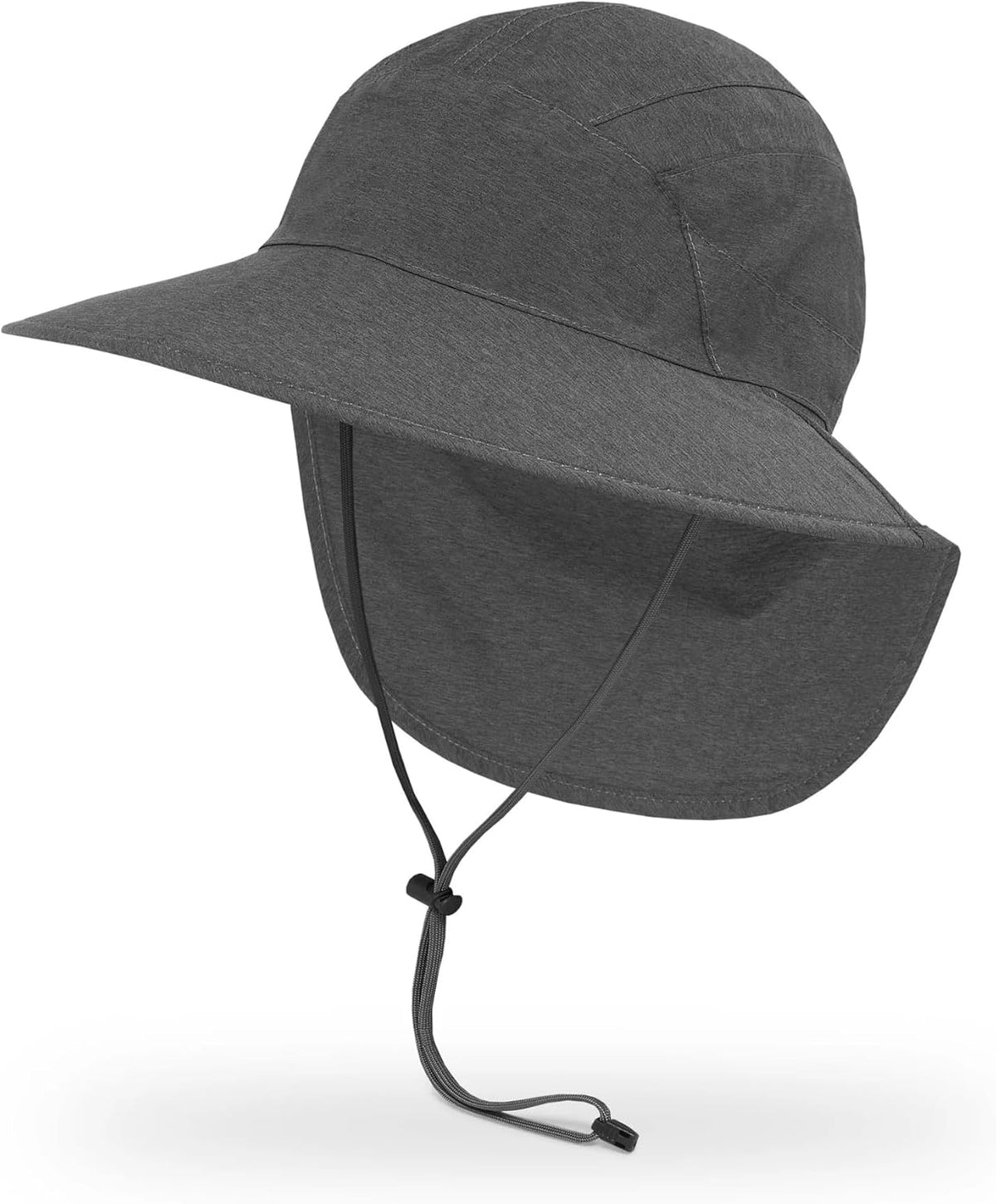 Ultra Adventure Storm Hat in Shadow grey with neck cape and chinstrap, front view