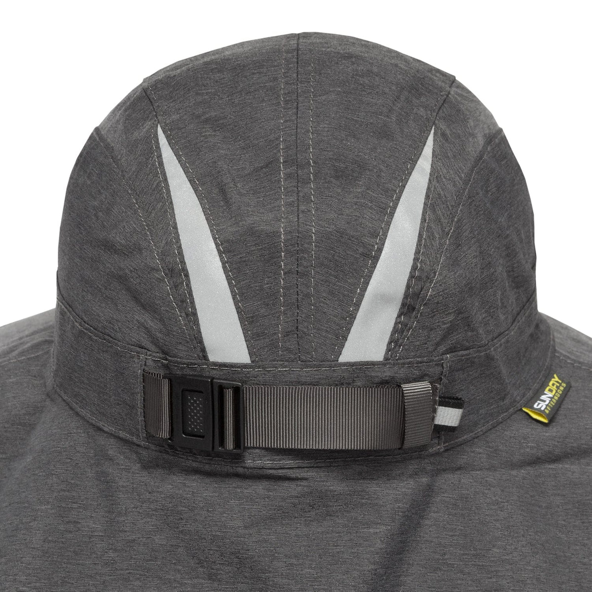 Back of the Shadow storm hat with buckle size adjuster and reflective panels
