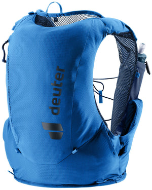 Deuter Traick 5 in Neptune Nightblue, bright blue running vest with soft flask