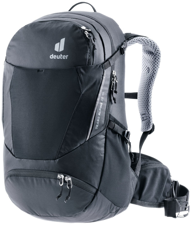 Deuter Trans Alpine 22 SL women's bike touring backpack in Black, front three-quarter view