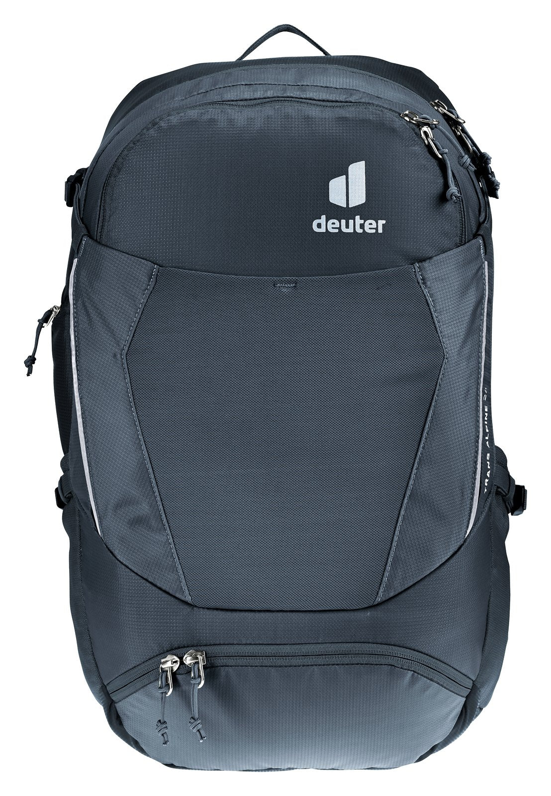 Deuter Trans Alpine 24 in Black, straight-on front view of the stash pocket