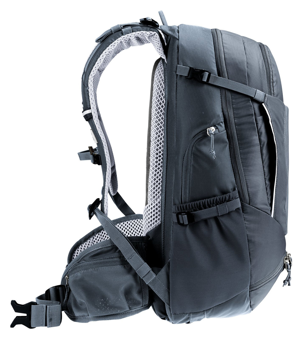 Side profile of the Deuter Trans Alpine 24 with compression straps and side pocket