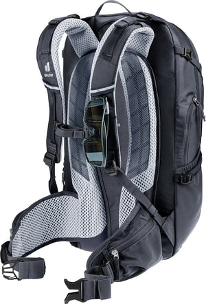 Deuter Trans Alpine 30 with sunglasses in the glasses stow on the shoulder strap