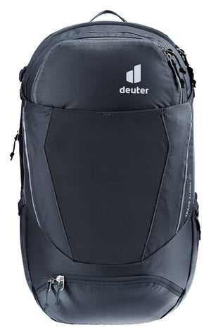 Deuter Trans Alpine 30 in Black, straight-on front view with mesh stash pocket