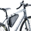 Deuter Triangle Bag 2.2 fitted under the top tube in the frame triangle of a grey gravel bike