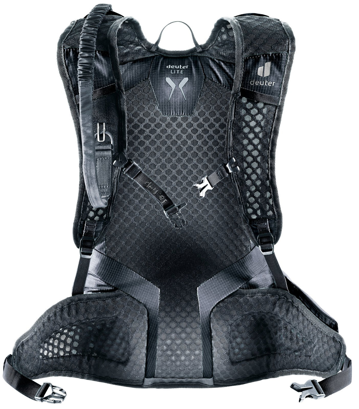 Back of the Deuter Updays 20 showing the Lite back mesh and padded hip fins