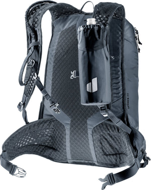Deuter Updays 20 rear view with a bottle in a holder attached to the shoulder strap