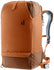Deuter Utilion 34+5 roll-top backpack in Pecan Mocha, burnt orange with brown base, front view