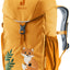Deuter Waldfuchs 14 kids' backpack in Amber Maple orange with a fox and fern print