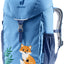Deuter Waldfuchs 14 in Wave Nightblue, light blue kids' backpack with fox print