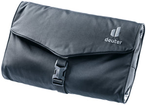 Deuter Wash Bag II toiletry bag in Black, folded closed with its buckle
