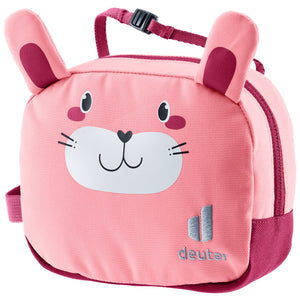 Deuter Wash Bag Kids in Blossom Raspberry, pink toiletry bag with a bunny face and ears