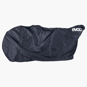 EVOC Bike Cover Road in black, filled and closed, with the white EVOC logo at one end