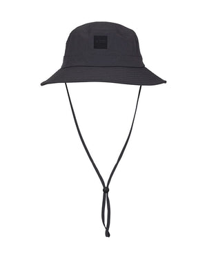 XTM Highland bucket hat in Pavement charcoal grey with a tonal XTM patch and chin strap hanging down