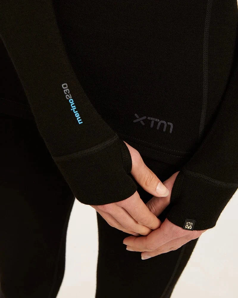 XTM Performance Women's Thermal Top Ladies Merino 230 Wool Zip Neck Long Sleeve Thermal Top