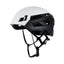Mammut Wall Rider climbing helmet in White, side view showing the black EPP body and chin strap