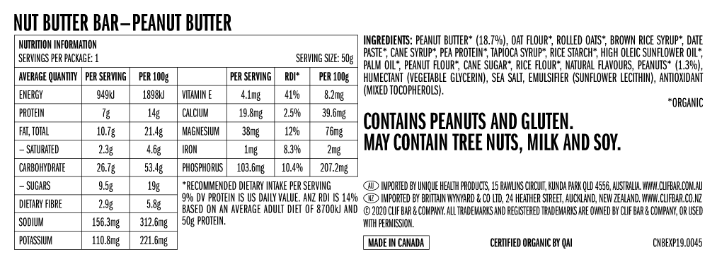 Clif Snack Bars Nut Butter Bar  - Oz Backcountry