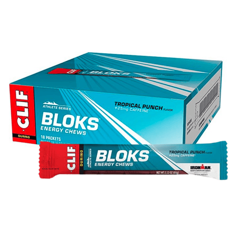 clif Energy Chews Box of 18 / Tropical Punch (25mg Caffeine) BLOKS Energy Chews CLIF54